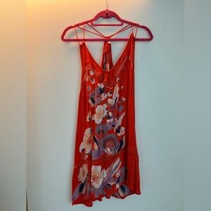 Free People Red Print Halter Dress